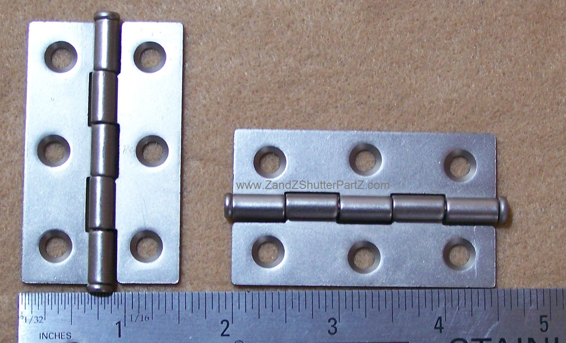 Nickel Satin Plantation Shutter Hinge – 2½" x 1½" Inner Panel Hinge (2-Pack)