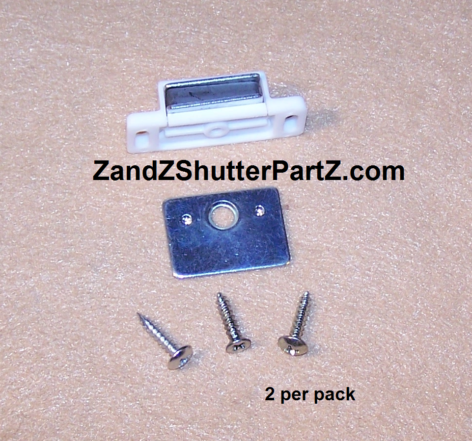 Standard Plantation Shutter Magnet – 13 lb. Pull, White with Zinc Strike Plate (2-Pack)