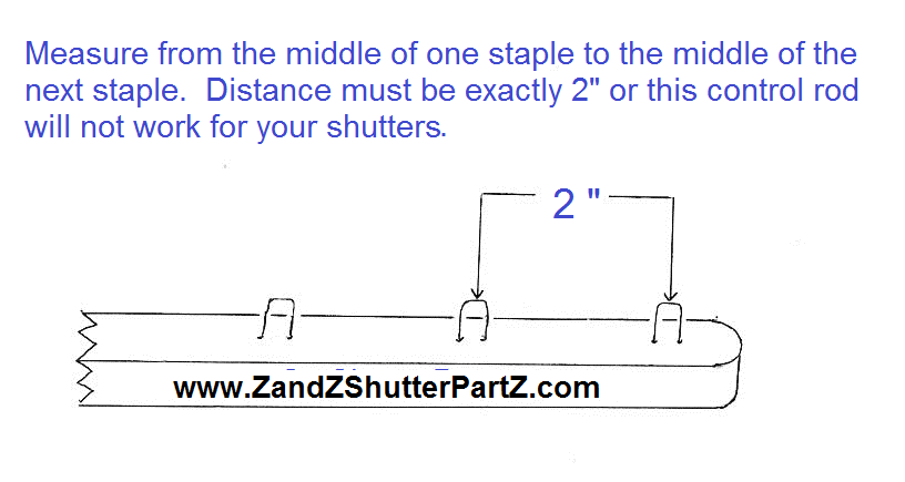 Interior Plantation Shutter Control Rod Kit – 2" Staple Spacing, 36" Length
