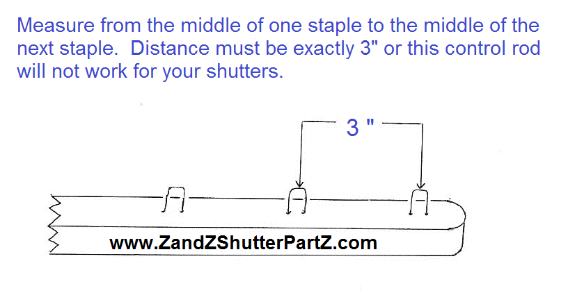 Interior Plantation Shutter Control Rod Kit – 3" Staple Spacing, 72" Length