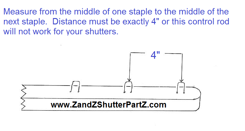Interior Plantation Shutter Control Rod Kit – 4" Staple Spacing, 72" Length