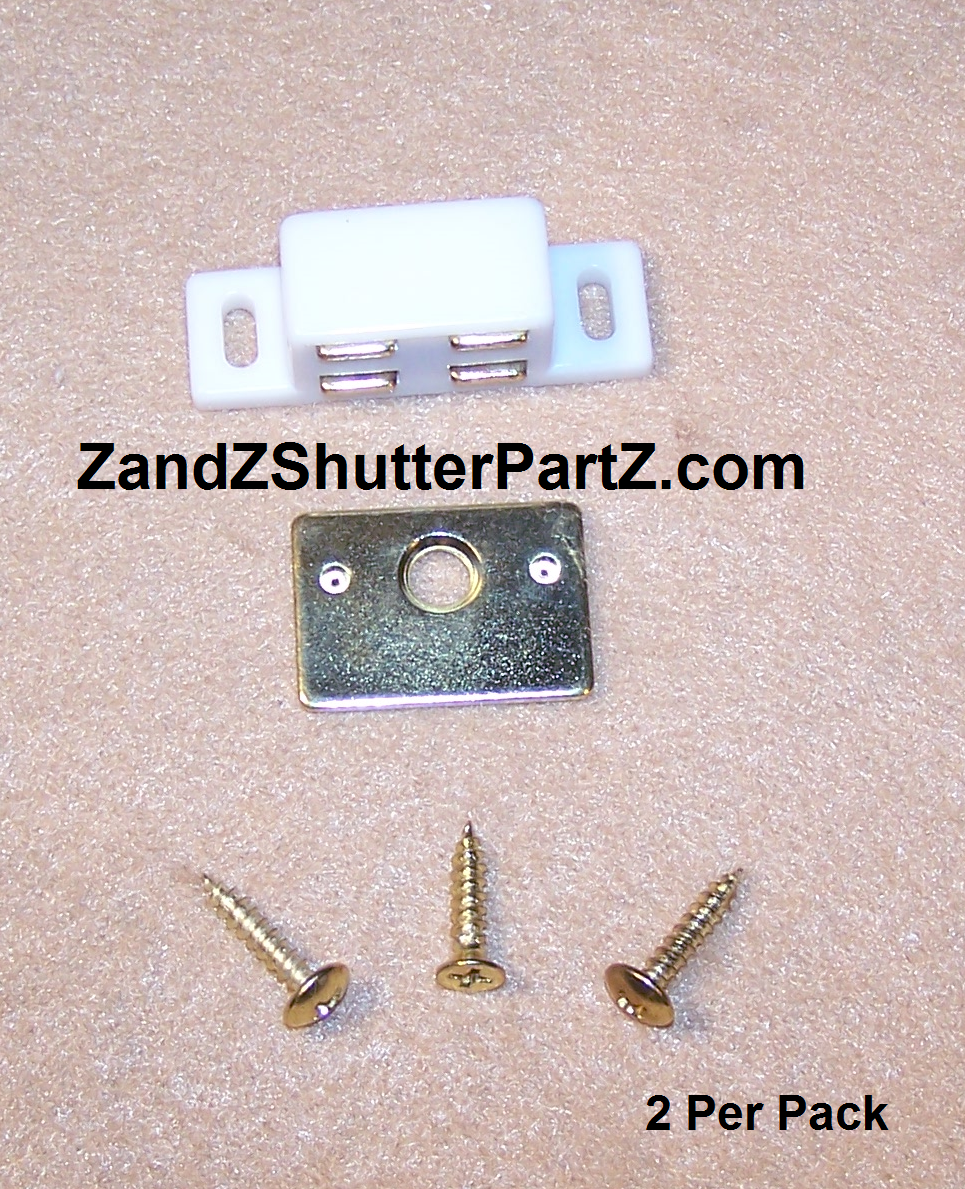 Four Post Plantation Shutter Magnet – 9 lb. Pull with Brass Strike Plate (2-Pack)