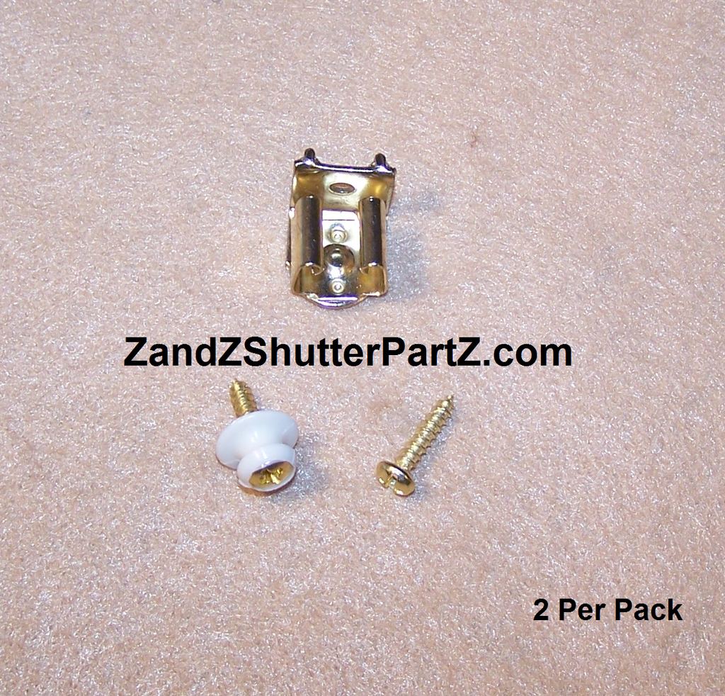 Brass Plantation Shutter Catch – Receiver Catch Replacement Hardware (2-Pack)