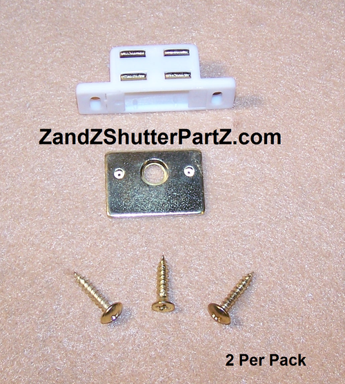 Four Post Plantation Shutter Magnet – 9 lb. Pull with Brass Strike Plate (2-Pack)